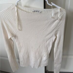 Abercrombie & Fitch Boatneck Cream Ribbed Sweater- Small